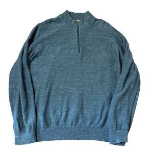 LL Bean 1/4 Zip Pullover Fleece Mens 2XL Blue Long Sleeve Casual Preppy